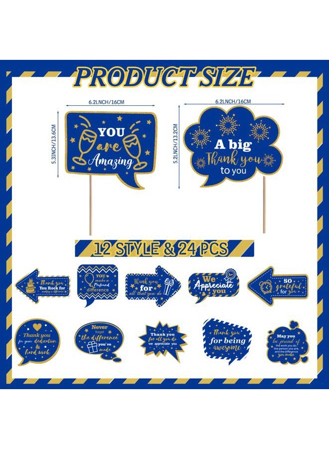Weekgrat 24 Pcs CNA Appreciation Week Decors We Appreciate You Photography Thank You Sign Photo Props Teacher Appreciation Party Decor for Doctor Nurse Pastor Retirement(Blue, Gold) - Image 2
