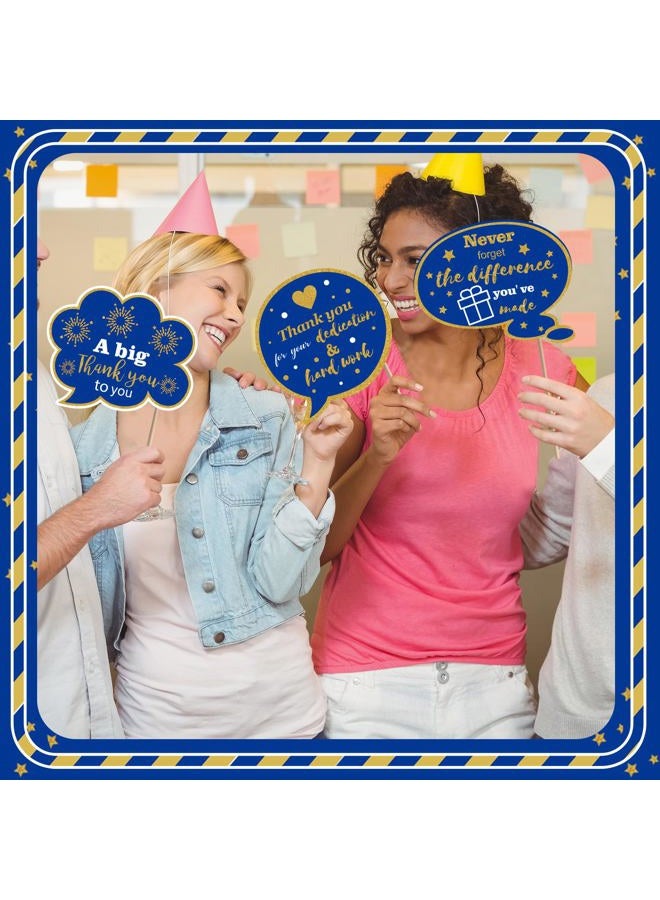 Weekgrat 24 Pcs CNA Appreciation Week Decors We Appreciate You Photography Thank You Sign Photo Props Teacher Appreciation Party Decor for Doctor Nurse Pastor Retirement(Blue, Gold) - Image 3
