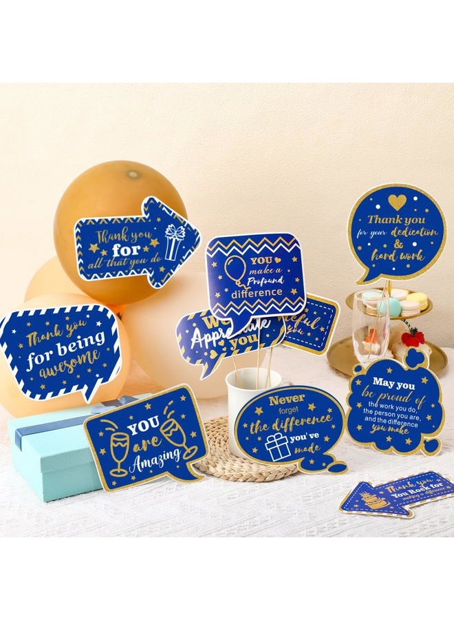 Weekgrat 24 Pcs CNA Appreciation Week Decors We Appreciate You Photography Thank You Sign Photo Props Teacher Appreciation Party Decor for Doctor Nurse Pastor Retirement(Blue, Gold) - Image 4