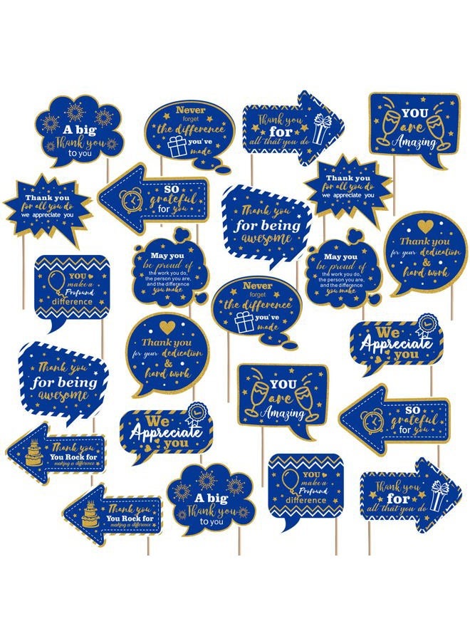 Weekgrat 24 Pcs CNA Appreciation Week Decors We Appreciate You Photography Thank You Sign Photo Props Teacher Appreciation Party Decor for Doctor Nurse Pastor Retirement(Blue, Gold) - Image 1