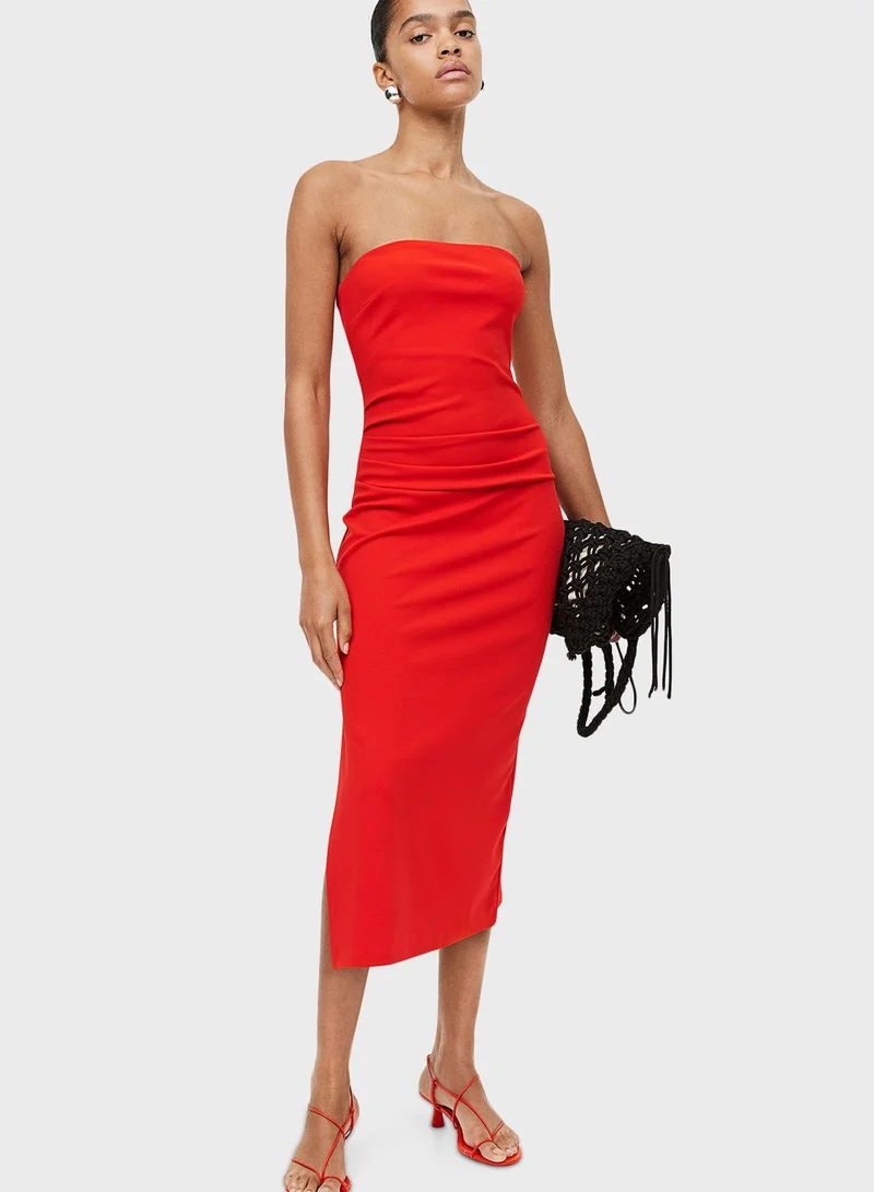 H&M Bardot Ruched Detail Dress