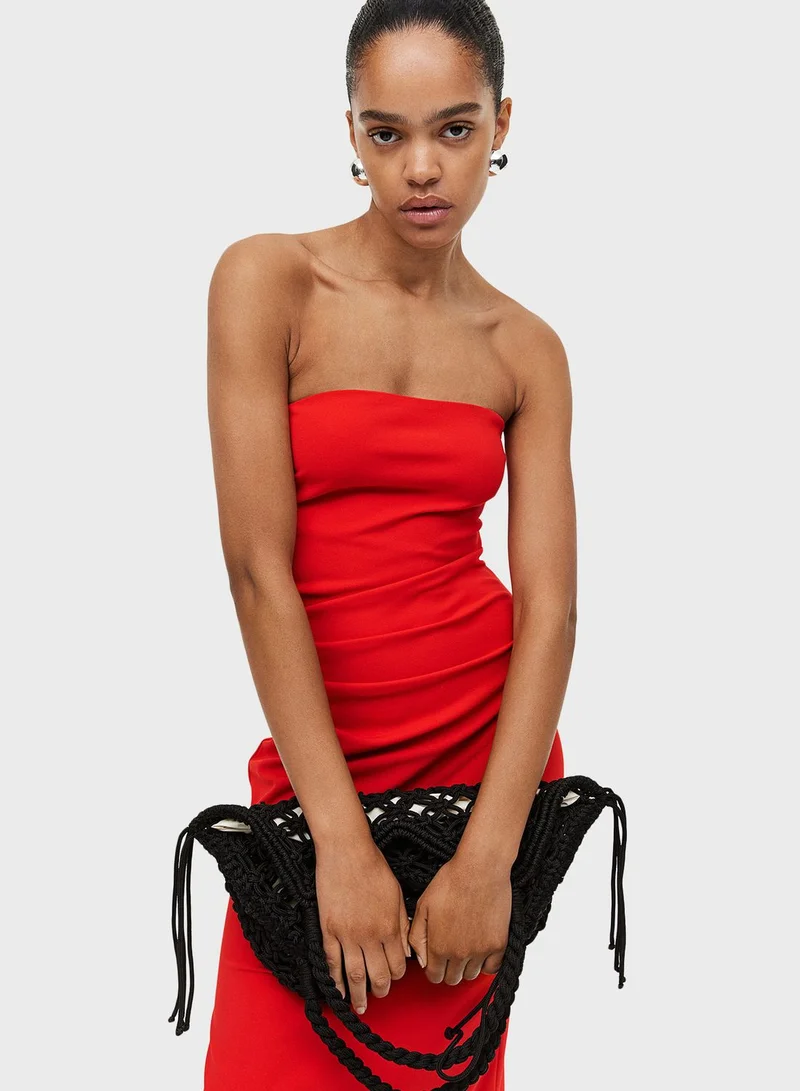 H&M Bardot Ruched Detail Dress