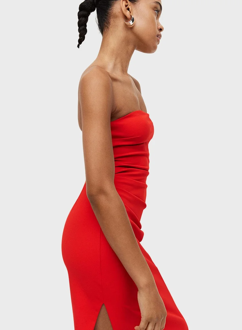 H&M Bardot Ruched Detail Dress