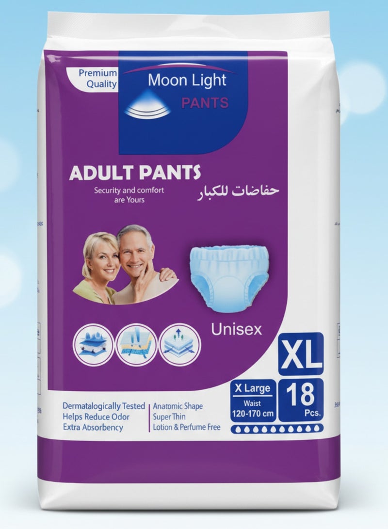 Moon Light Premium Adult Diaper Pants – Extra Large Size (18 Pieces) - Image 1