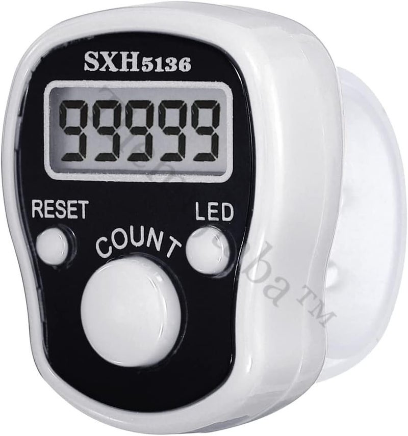 TheMujtaba Digital Tasbeeh Hand Tally Counter Finger Ring Digital Counting Machine Counter Tasbeeh & Jaap mala for Counting Purpose with LED (White) - Image 2