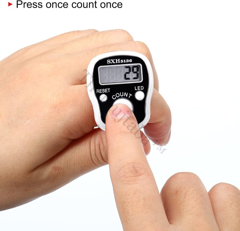 TheMujtaba Digital Tasbeeh Hand Tally Counter Finger Ring Digital Counting Machine Counter Tasbeeh & Jaap mala for Counting Purpose with LED (White) - Image 4