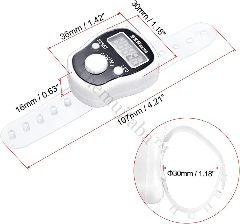 TheMujtaba Digital Tasbeeh Hand Tally Counter Finger Ring Digital Counting Machine Counter Tasbeeh & Jaap mala for Counting Purpose with LED (White) - Image 1