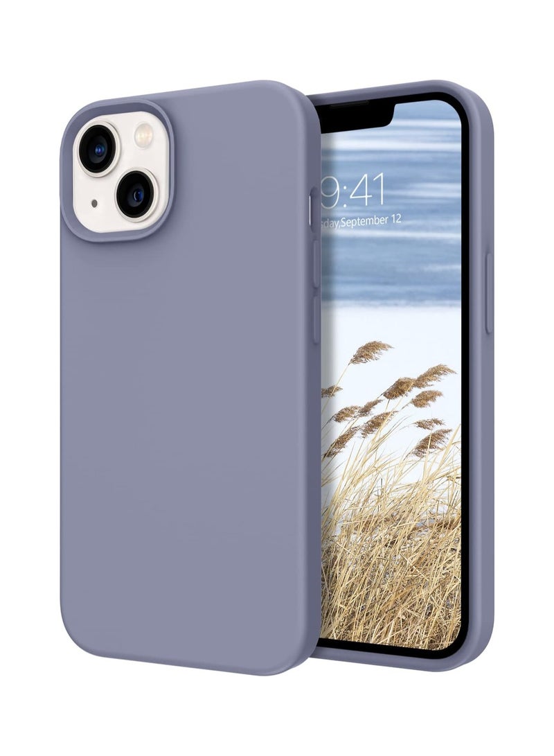 أكاليكس جراب سيليكون متوافق مع iPhone 13 وiPhone 14، سيليكون سائل رفيع، طبقات من المطاط الهلامي الناعم المقاوم للصدمات، جراب هاتف واقٍ مع بطانة TPU متوافق مع iPhone 13 وiPhone 14 (رمادي لافندر) - Image 1