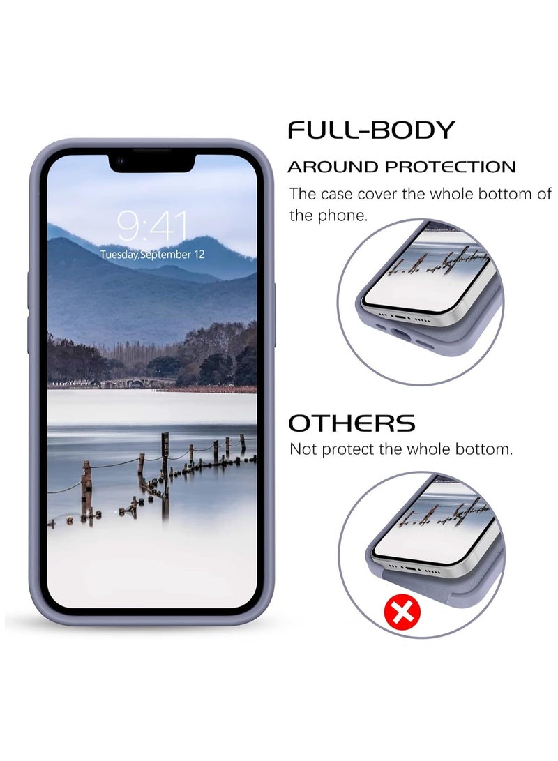أكاليكس جراب سيليكون متوافق مع iPhone 13 وiPhone 14، سيليكون سائل رفيع، طبقات من المطاط الهلامي الناعم المقاوم للصدمات، جراب هاتف واقٍ مع بطانة TPU متوافق مع iPhone 13 وiPhone 14 (رمادي لافندر) - Image 3