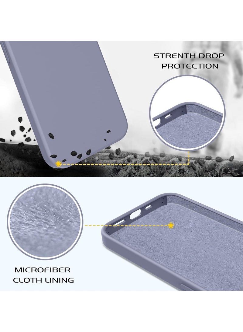 أكاليكس جراب سيليكون متوافق مع iPhone 13 وiPhone 14، سيليكون سائل رفيع، طبقات من المطاط الهلامي الناعم المقاوم للصدمات، جراب هاتف واقٍ مع بطانة TPU متوافق مع iPhone 13 وiPhone 14 (رمادي لافندر) - Image 4