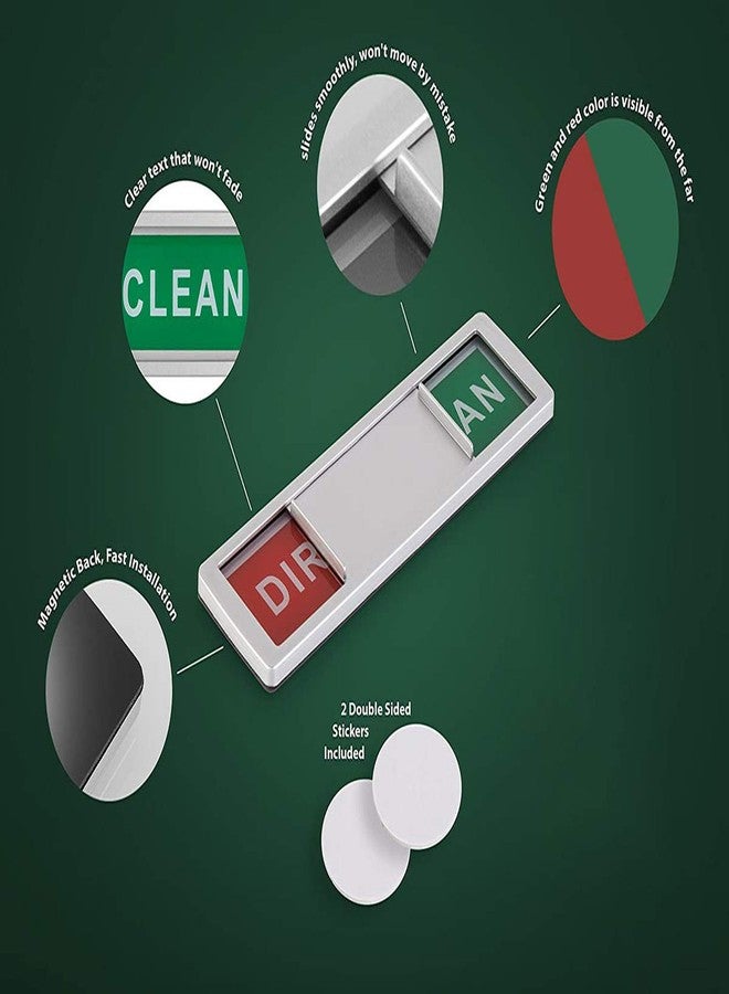TabEnter Dishwasher Clean Dirty Indicator, Easy to Read & Slide, Can DIY Sign (Silver Dirty/Clean) - Image 2