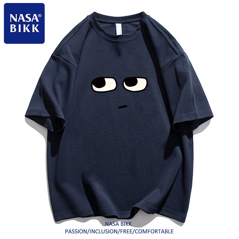 Trendy brand T-shirt pure cotton ins summer American print male and female couple versatile trendy round neck loose half-sleeved short-sleeved - Image 1