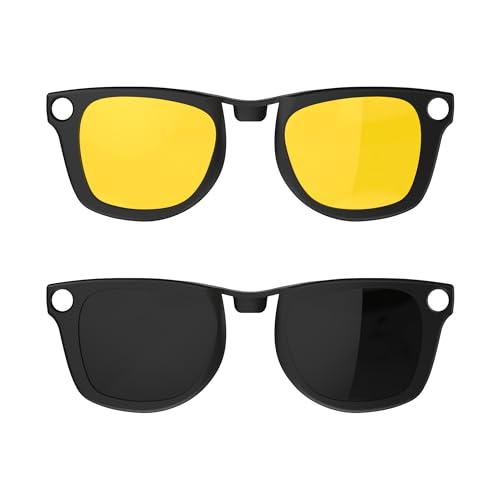 HIBLOKS 2Pcs Polarized Clip for RayBan Meta Wayfarer RW4006 Gen 2 RW4012 Regular 5022 Matte Black Frame Discoloration Clip for RayBan Meta Gen 2 Protect Your Eyes BlackYellow - Image 1