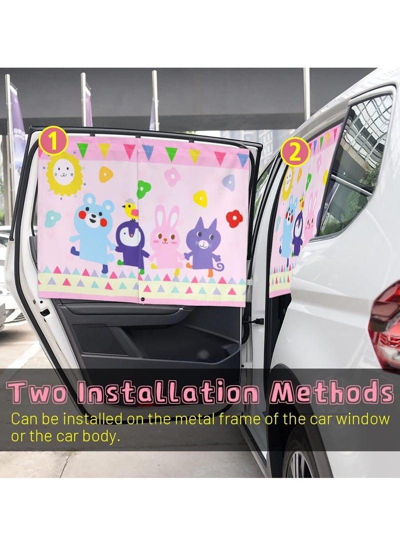 AUTOYSUR Car Window Shade for Baby, Magnetic Double Layer Car Sun Shade for Side Windows Full Shade and Half Shade Options Cute Patterns Car Window Curtain for Heat/UV Protection - Image 5