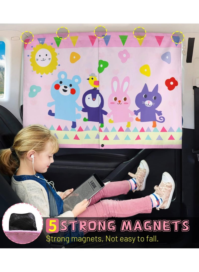 AUTOYSUR Car Window Shade for Baby, Magnetic Double Layer Car Sun Shade for Side Windows Full Shade and Half Shade Options Cute Patterns Car Window Curtain for Heat/UV Protection - Image 2