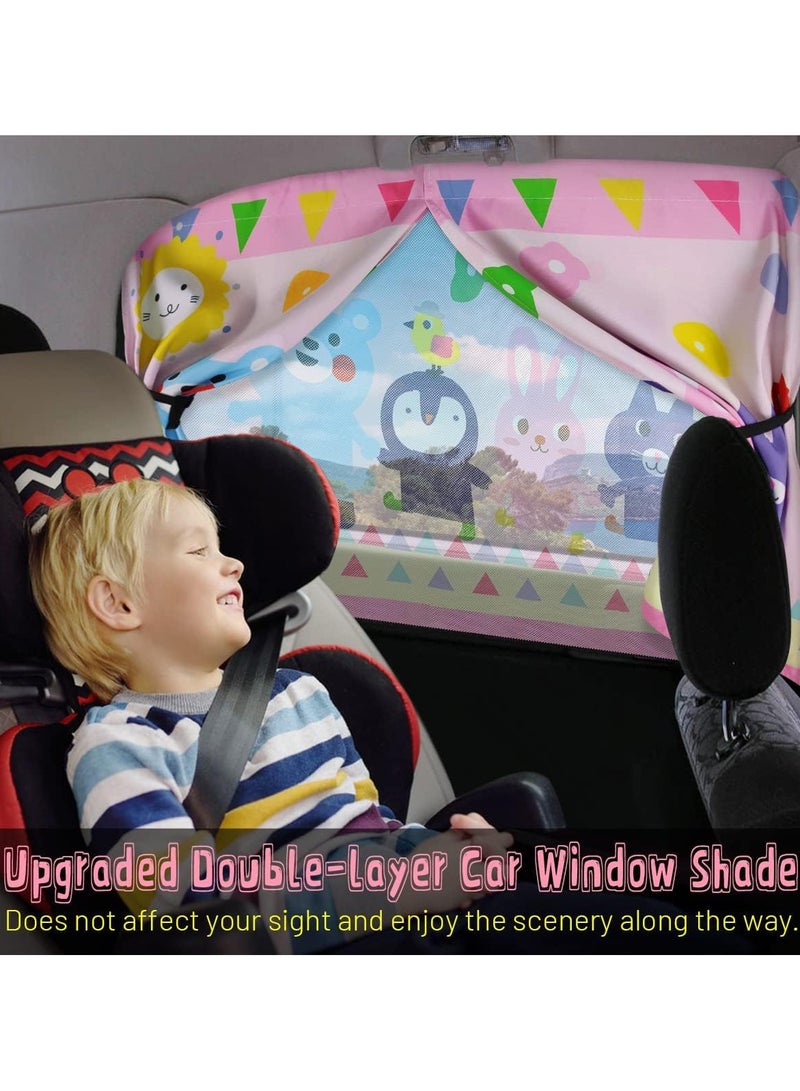 AUTOYSUR Car Window Shade for Baby, Magnetic Double Layer Car Sun Shade for Side Windows Full Shade and Half Shade Options Cute Patterns Car Window Curtain for Heat/UV Protection - Image 3