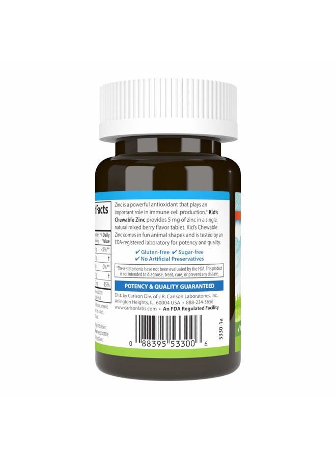 Carlson Kid's Chewable Zinc, 5 mg, Immune Support, Antioxidant Power, Natural Mixed Berry Flavor, 42 Tablets - Image 3