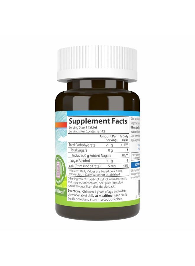 Carlson Kid's Chewable Zinc, 5 mg, Immune Support, Antioxidant Power, Natural Mixed Berry Flavor, 42 Tablets - Image 2