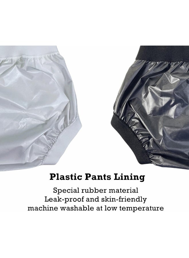 AQX Cloth Diaper Covers for Adults, Reusable Waterproof Underwear for Incontinence Leak Proof High Waist Plastic 4 Pack (Black and White, XL) - Image 4
