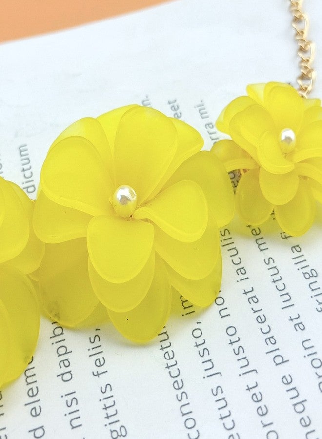 Bocar Flower Collar Necklace, Floral Flower Summer Beach Statement Choker Necklaces for Women Handmade Women Jewelry Party Gift (NK-10241-yellow) - Image 4