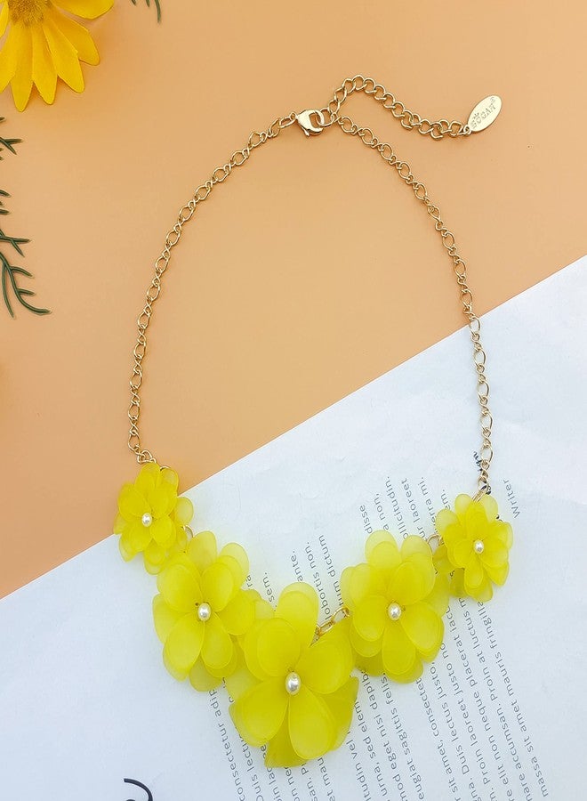 Bocar Flower Collar Necklace, Floral Flower Summer Beach Statement Choker Necklaces for Women Handmade Women Jewelry Party Gift (NK-10241-yellow) - Image 3