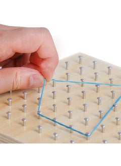 kizh Wooden Geoboard Math Manipulative Material Graphical Geo Board Montessori Educational Toys Array Block Pattern Cards And Rubber Bands Stem Puzzle Matrix 8X8 Brain Teaser Toys  - Image 5