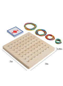 kizh Wooden Geoboard Math Manipulative Material Graphical Geo Board Montessori Educational Toys Array Block Pattern Cards And Rubber Bands Stem Puzzle Matrix 8X8 Brain Teaser Toys  - Image 3