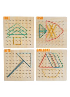 kizh Wooden Geoboard Math Manipulative Material Graphical Geo Board Montessori Educational Toys Array Block Pattern Cards And Rubber Bands Stem Puzzle Matrix 8X8 Brain Teaser Toys  - Image 4