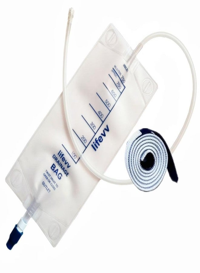Lifevv 750ml Urine Drainage Bag, Drainage w/Clear Bag, Nephrostomy Bag,with 24" Silicone Tube,Twist Drain Valve (1-Pack) - Image 1