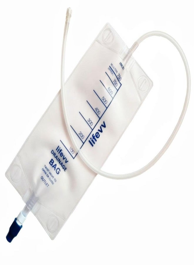 Lifevv 750ml Urine Drainage Bag, Drainage w/Clear Bag, Nephrostomy Bag,with 24" Silicone Tube,Twist Drain Valve (1-Pack) - Image 2