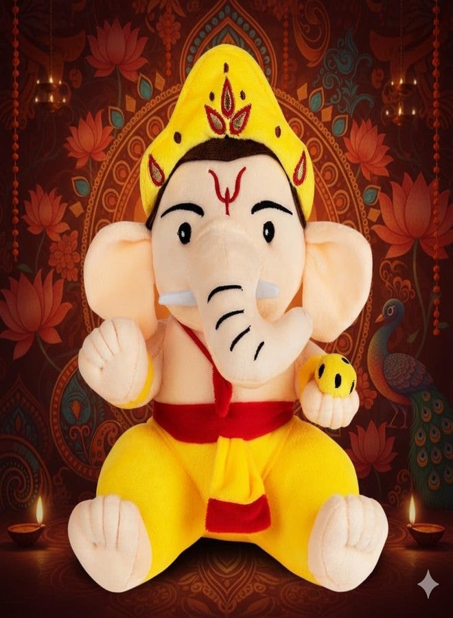 Improvhome Lord Ganesha with Laddu in Hand, Plush Soft Toys Stuffed for Baby Boy Girl, Bal Ganesha Gift for Infants, Toddlers & Babies (Size 32 cm) - Image 3