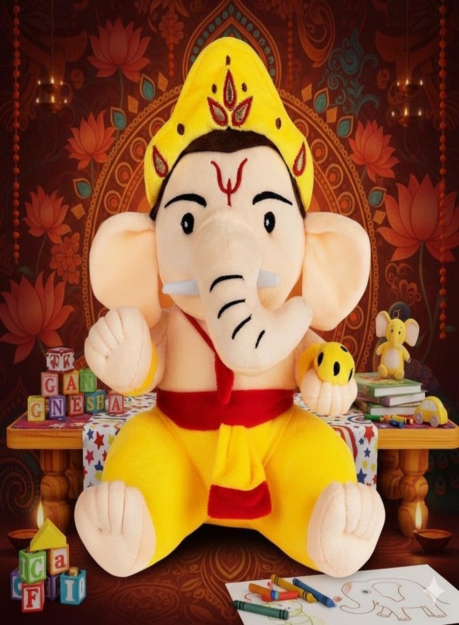 Improvhome Lord Ganesha with Laddu in Hand, Plush Soft Toys Stuffed for Baby Boy Girl, Bal Ganesha Gift for Infants, Toddlers & Babies (Size 32 cm) - Image 2