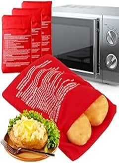 YAXIDAEVER 4Pcs Microwave Potato Cooking Bag,Reusable Microwave Cooker Bag,Baked Potato Pouch Bag,Potato Cooker Pouch for Potatoes, Corn Cobs,Salad (25x22cm)