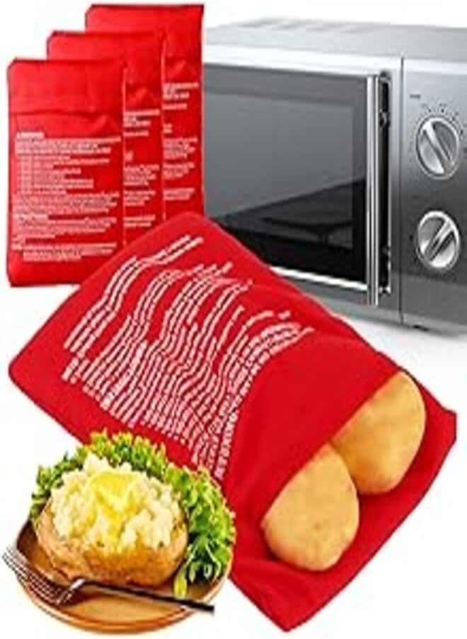 Generic - YAXIDAEVER 4Pcs Microwave Potato Cooking Bag,Reusable Microwave Cooker Bag,Baked Potato Pouch Bag,Potato Cooker Pouch for Potatoes, Corn Cobs,Salad (25x22cm) - Image 1