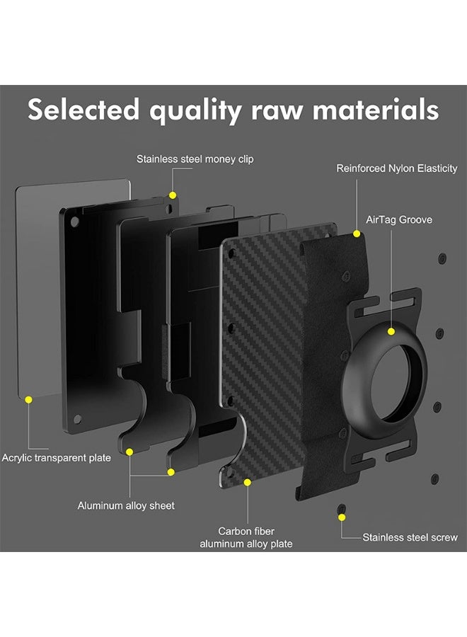 حامل بطاقة الائتمان من ألياف الكربون مع حامل علامة الهواء RFID حجب محفظة المال - Image 3