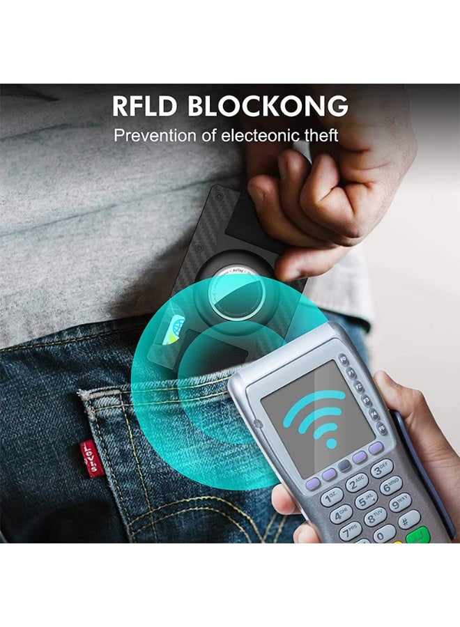 حامل بطاقة الائتمان من ألياف الكربون مع حامل علامة الهواء RFID حجب محفظة المال - Image 4