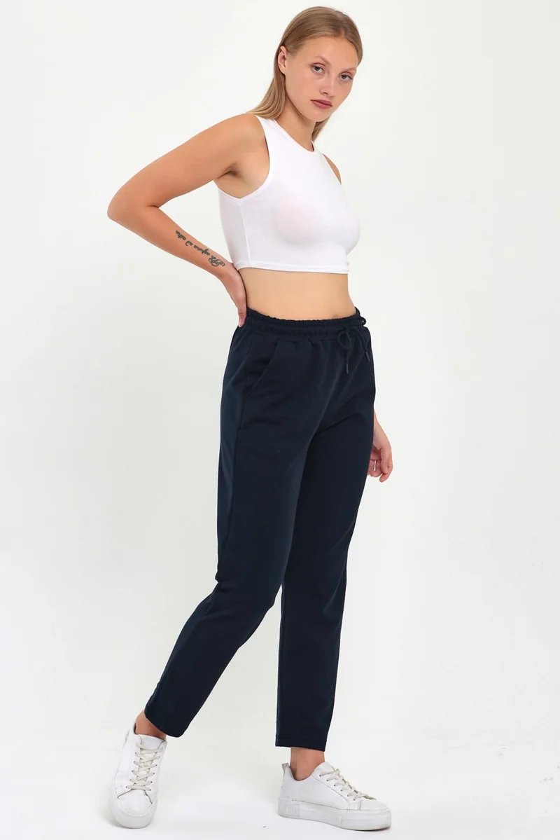mmetalic Women's Navy Blue Classic Pocket Sweatpants