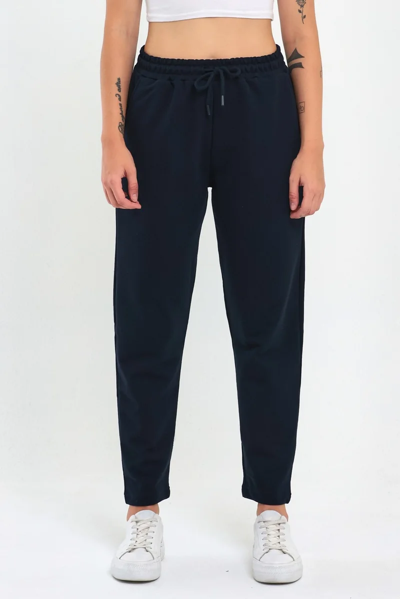 mmetalic Women's Navy Blue Classic Pocket Sweatpants