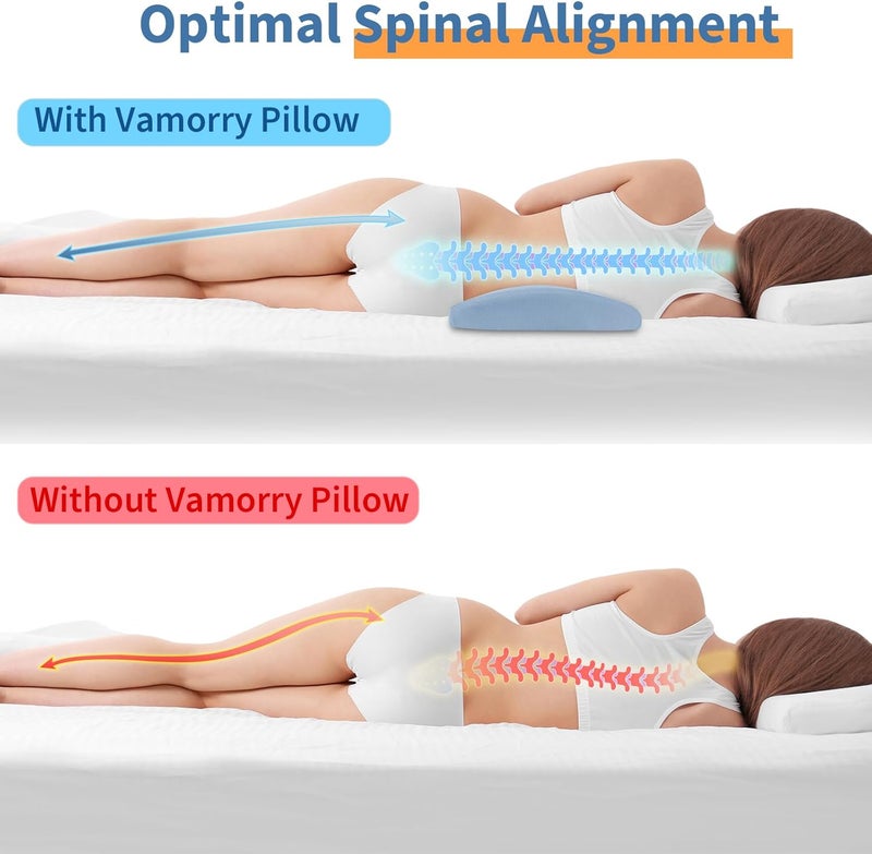 vamorry Lumbar Support Pillow for Bed Relief Back Pain: Lower Back Pillow for Sleeping - Memory Foam Waist Pillow - Back Wedge Bolster Pillow for Side, Back&Stomach Sleepers - Bed Rest Pillow for Car, Sofa - Image 4