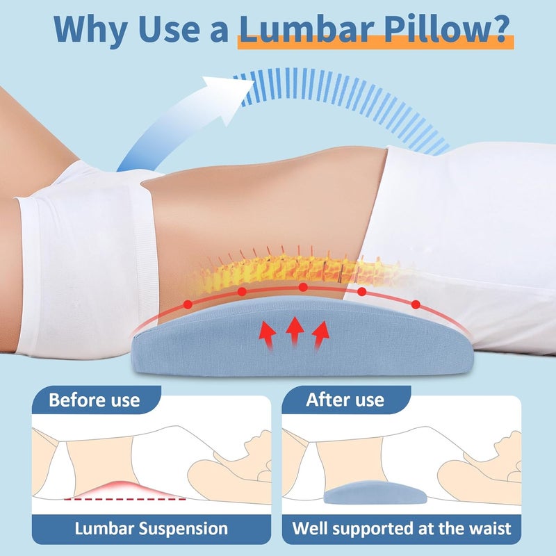 vamorry Lumbar Support Pillow for Bed Relief Back Pain: Lower Back Pillow for Sleeping - Memory Foam Waist Pillow - Back Wedge Bolster Pillow for Side, Back&Stomach Sleepers - Bed Rest Pillow for Car, Sofa - Image 2