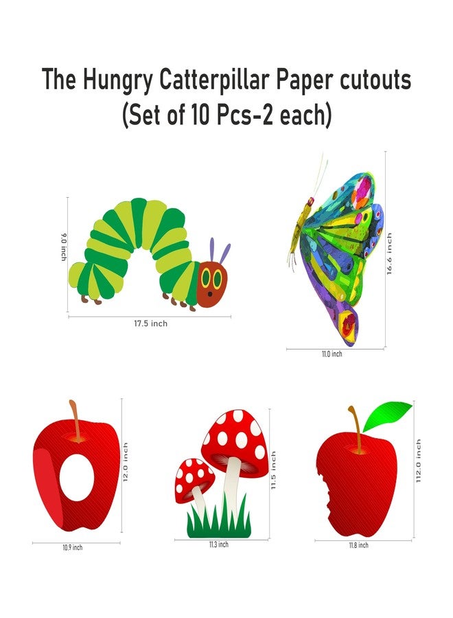 PrettyurParty Pretty UR Party The Hungry Caterpillar Theme Paper Cutouts for Birthday Parties, Hungry Caterpillar Party Supplies décor, Birthday Party Decoration Cut-Outs (10 pcs) - Image 2