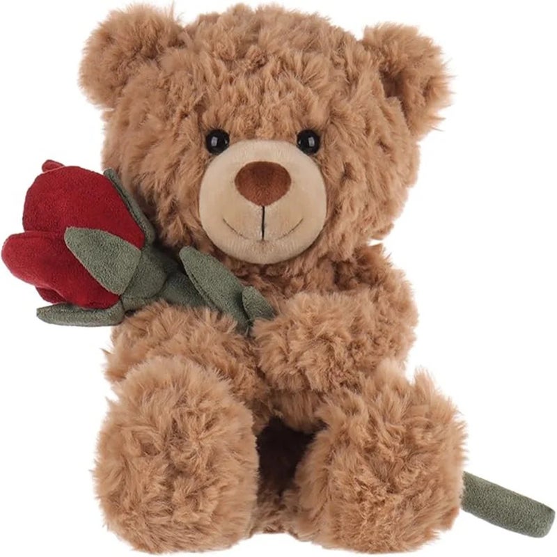 Y&D Brown Rose Bear Stuffed Plush Toy – Soft Cuddly Animal Gift for Mom, Girlfriend | Perfect Mother's Day & Valentine's Day Stuffed Animal Toy - Image 1