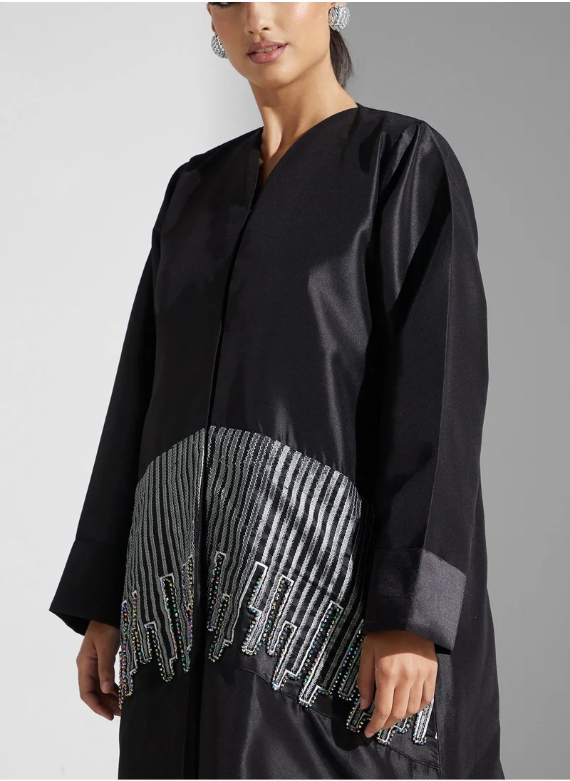 hayas closet Embellished Button Detail Abaya