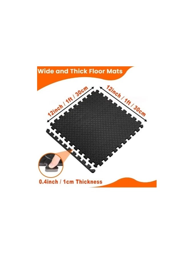 Nariele Gym Flooring EVA Foam Floor 32 Pcs for Home Gym Interlocking Exercise Mat Tiles for Home Gym Exercise EVA Foam Floor Padding with Border for Workout Equipment Floor Padding for Kids Baby Play Mat - Image 2