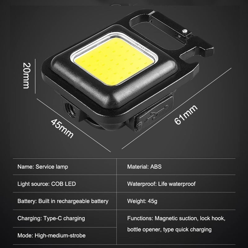 ZIVSA Zivsa Mini LED COB Flashlight Keychain Light500 Lumen Rechargeable Flashlights 4 Light Modes Portable Pocket Light with Folding Bracket Bottle Opener for Camping  - Image 2