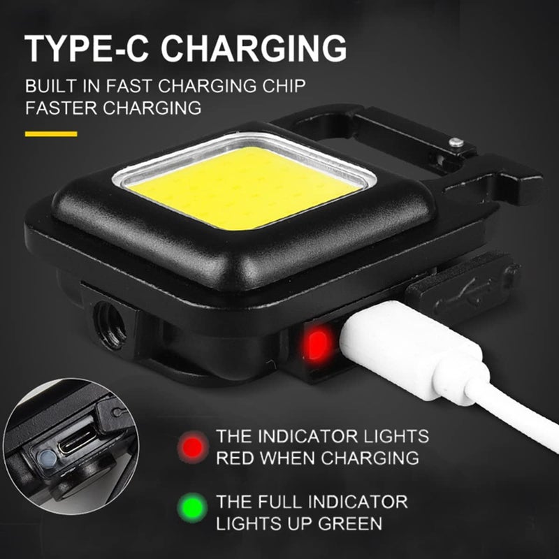 ZIVSA Zivsa Mini LED COB Flashlight Keychain Light500 Lumen Rechargeable Flashlights 4 Light Modes Portable Pocket Light with Folding Bracket Bottle Opener for Camping  - Image 4