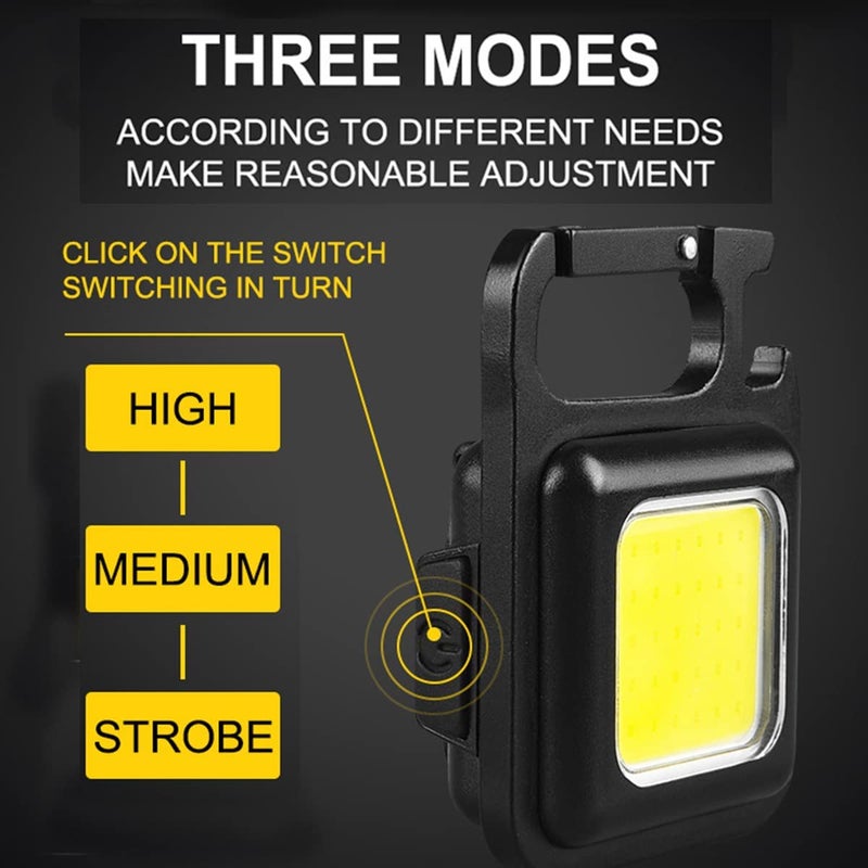 ZIVSA Zivsa Mini LED COB Flashlight Keychain Light500 Lumen Rechargeable Flashlights 4 Light Modes Portable Pocket Light with Folding Bracket Bottle Opener for Camping  - Image 3