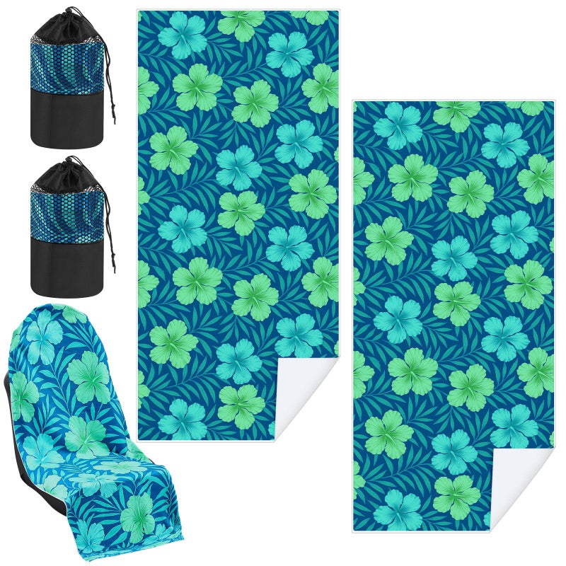 Hahafelt 2 Pack Car Seat Towel Covers with Storage Bag Seat Post Workout Sweat Washable Cover Non Slip for Car Towel for Dog Pet Workout Outdoor Sport ActivitiesFloral Hibiscus