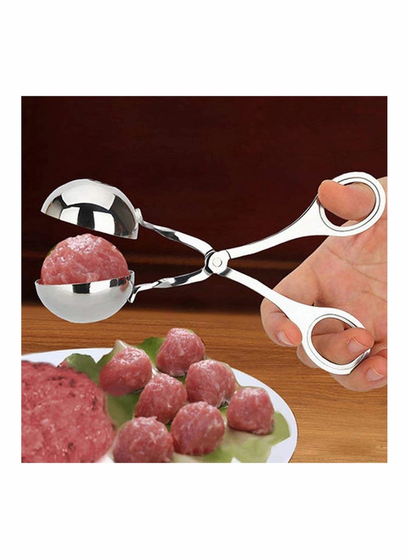 Meat Ballers, 2 PCS Stainless Steel Ball Maker None Stick Meat Baller Tongs Cake Pop Maker Cookie Dough Scoop Tongs for Meatball, Cake, Ice Cream (Ball Size 1.38" and 1.78")