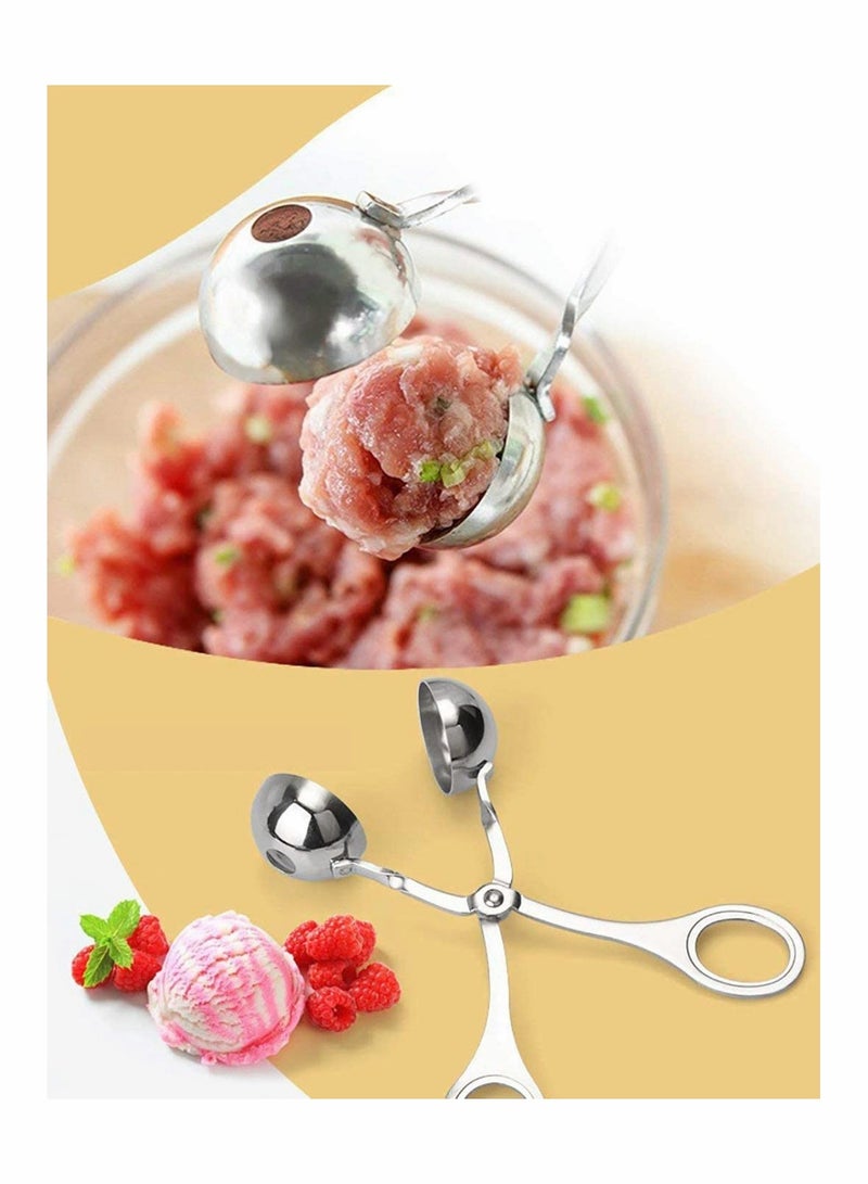 Meat Ballers, 2 PCS Stainless Steel Ball Maker None Stick Meat Baller Tongs Cake Pop Maker Cookie Dough Scoop Tongs for Meatball, Cake, Ice Cream (Ball Size 1.38" and 1.78")